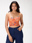 Sunset Orange Tropical Zest Corset Top for Women