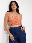 Sunset Orange Tropical Zest Corset Top for Women