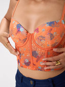 Sunset Orange Tropical Zest Corset Top for Women
