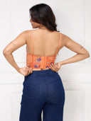 Sunset Orange Tropical Zest Corset Top for Women