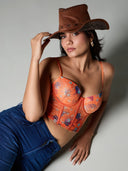 Sunset Orange Tropical Zest Corset Top for Women