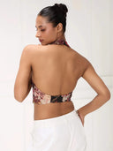 The Tapestry Halter Corset Top in Cotton Jacquard for Women